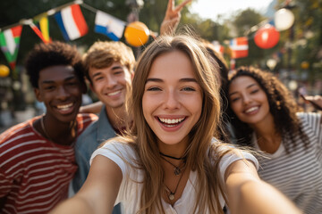 A joyful scene capturing a group of young people celebrating International Youth Day. 