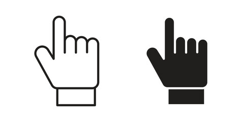 Pointing hand icon. Stroke and Glyph pictogram. Vector illustration on white background