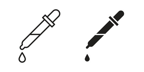 Pipette icon. Stroke and Glyph pictogram. Vector illustration on white background