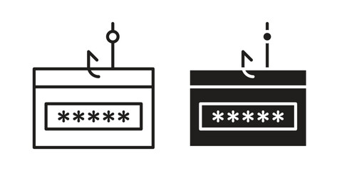Password phishing icon. Stroke and Glyph pictogram. Vector illustration on white background