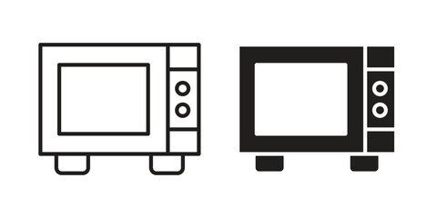 Microwave icon. Stroke and Glyph pictogram. Vector illustration on white background