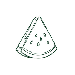 Watermelon slice illustration in simple line art style  