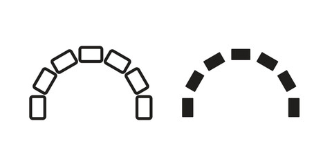 Lingual braces icon. Stroke and Glyph pictogram. Vector illustration on white background