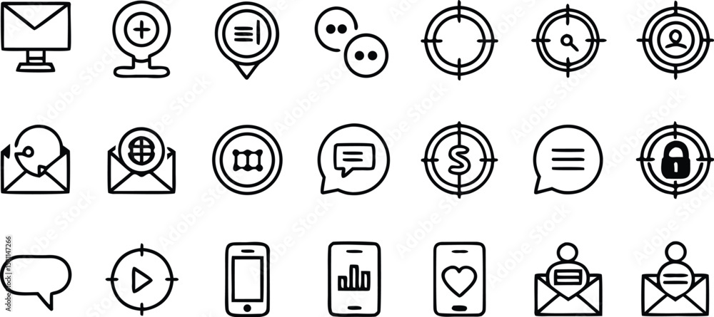 Poster set of vector icons with numbers and zodiac symbols in black silhouette style