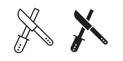 Knife sharpener icon. Stroke and Glyph pictogram. Vector illustration on white background