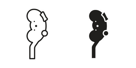 Kidney disease icon. Stroke and Glyph pictogram. Vector illustration on white background