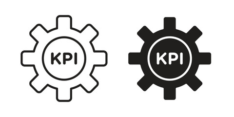 KPI icon. Stroke and Glyph pictogram. Vector illustration on white background