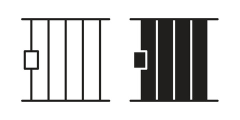 Jail icon. Stroke and Glyph pictogram. Vector illustration on white background