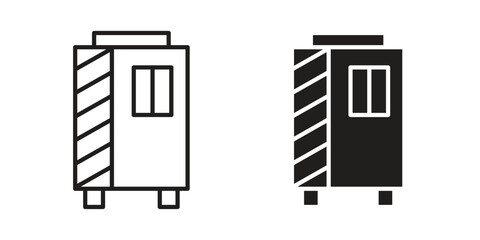 Infrared heat cabin icon. Stroke and Glyph pictogram. Vector illustration on white background