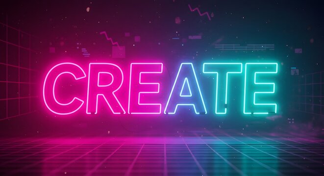 Retro Neon "Create" Text 