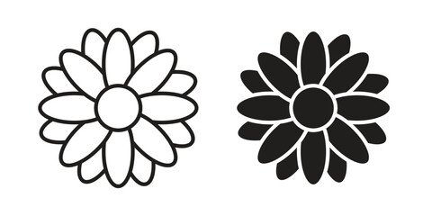 Gerbera icon. Stroke and Glyph pictogram. Vector illustration on white background