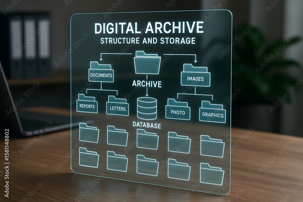 Poster a conceptual digital archive structure illustrated with folders and files