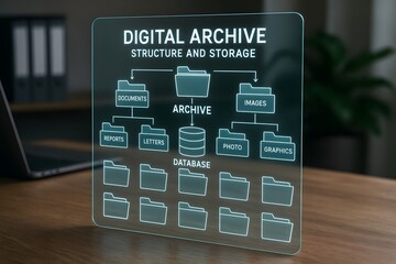 A conceptual digital archive structure illustrated with folders and files