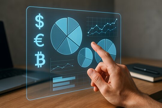 Hand interacting with different coins.