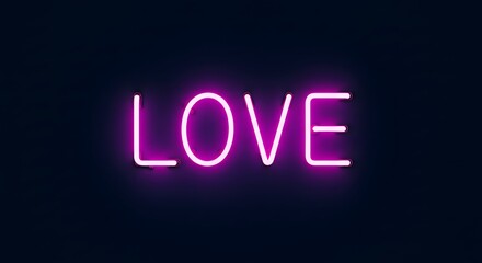 Purple Neon "Love" Sign on Dark Wall