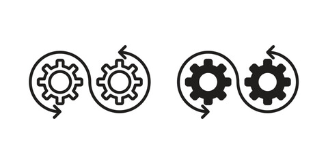 Devops icon. Stroke and Glyph pictogram. Vector illustration on white background