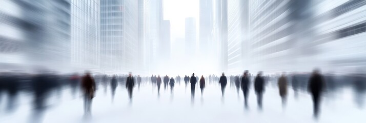Obraz premium Fast moving urban crowd in motion blur