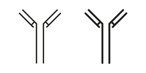 Antibody icon. Stroke and Glyph pictogram. Vector illustration on white background