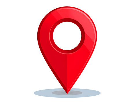 3D red location icon on a transparent background, simple design isolated on transparent background.