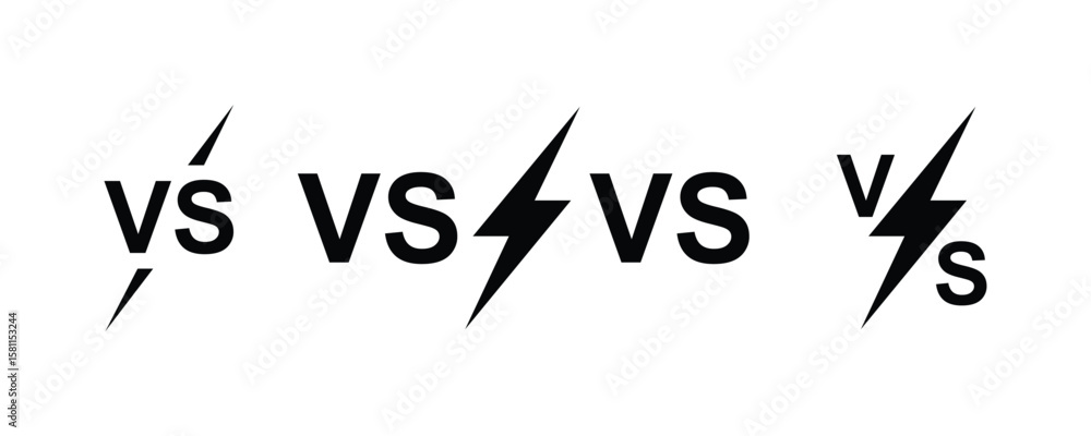 Fototapete Collection of VS versus letters vector logo icon vector isolated on white background. VS versus symbol for confrontation or opposition design concept. 