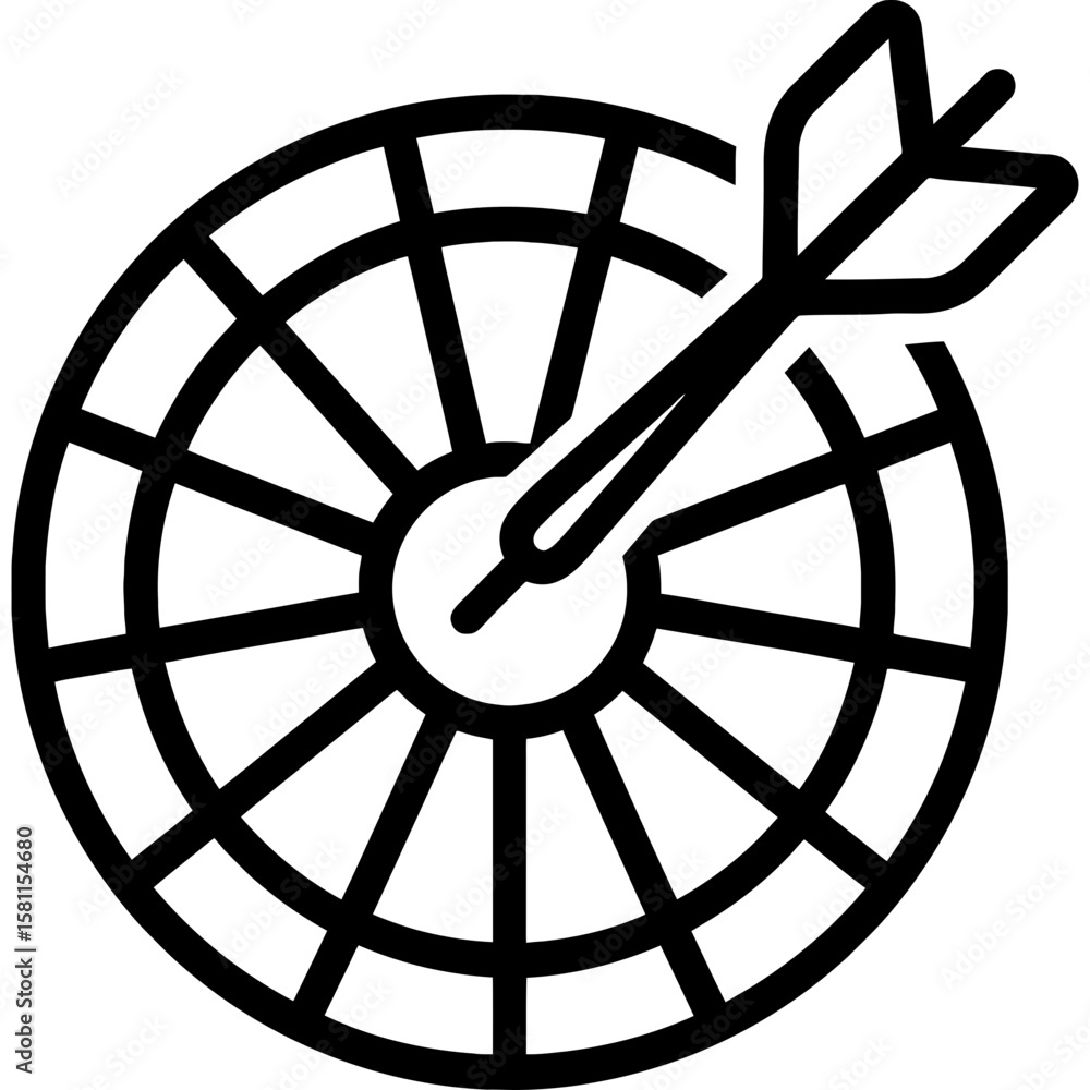 Poster dartboard with dart outline icon vector