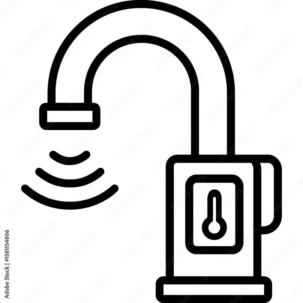 Aufkleber smart faucet with sensors outline icon vector