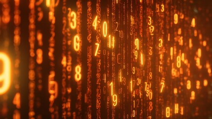 Glowing numeric matrix in amber tones. AI image