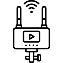 Wireless video transmitter outline icon vector