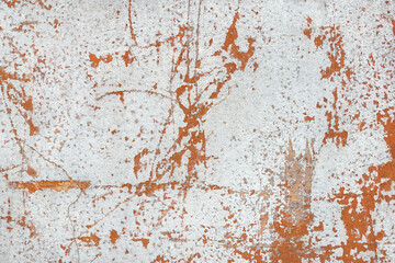 Texture background with the image of orange and white old plaster with cracks, abrasions and stains...