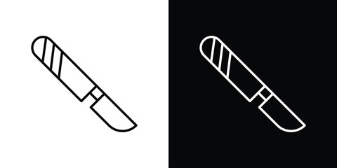Scalpel icon thin line symbol on white background. Editable stroke vector illustration
