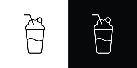 Milkshake icon thin line symbol on white background. Editable stroke vector illustration