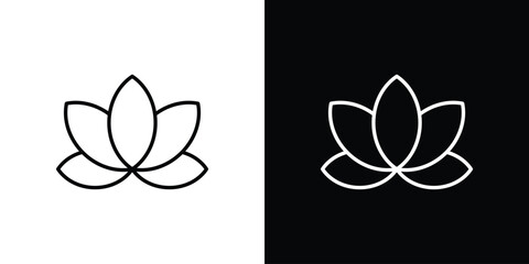 Lotus flower icon thin line symbol on white background. Editable stroke vector illustration