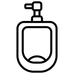 Urinal Outline Icon Vector Design - male urinal with a flush valve, typically found in public restrooms for sanitation
