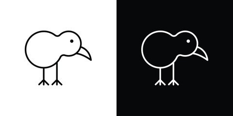 Kiwi bird icon thin line symbol on white background. Editable stroke vector illustration