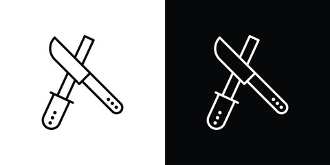 Knife sharpener icon thin line symbol on white background. Editable stroke vector illustration