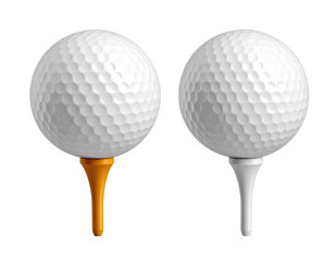 Golf ball and tee, transparent background.