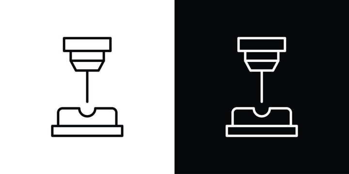 Laser machine icon thin line symbol on white background. Editable stroke vector illustration