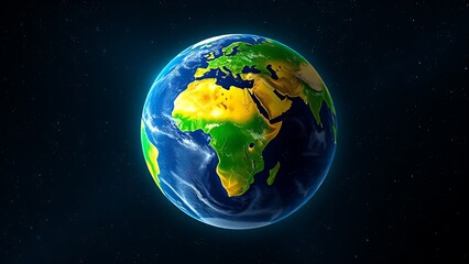 Fototapeta premium Earth globe floating in starry space, highlighting vibrant continents in a cosmic setting.