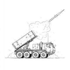 Missile launching military vehicle in action.