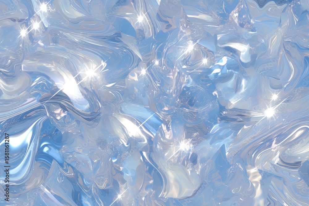 Poster abstract water background with sparkling reflections and flowing textures in light blue tones genera