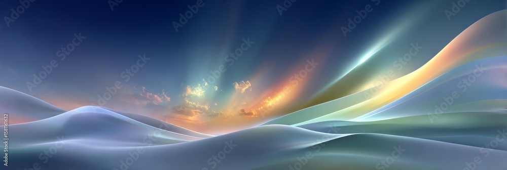Poster abstract representation of water with colorful hues at dawn reflecting serenity and motion in the ba