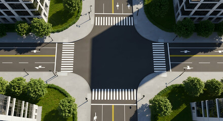 Cityscape Crossroads Aerial View Featuring Modern Buildings And Urban Infrastructure