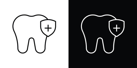 Dental insurance icon thin line symbol on white background. Editable stroke vector illustration