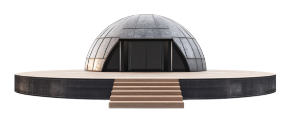 Observatory Deck for Stargazing and Viewing - Isolated on White Background