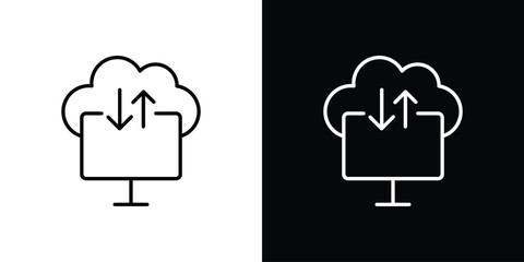 Cloud computing icon thin line symbol on white background. Editable stroke vector illustration