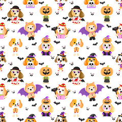 Cute ghost dog seamless pattern