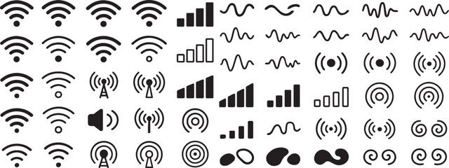 Sound Wave Icons Hand Drawn Vector Set