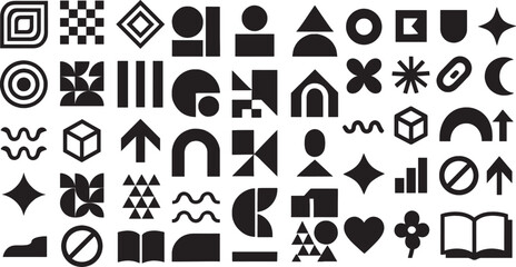 Collection of Geometric Vector Icons and Symbols A Variety of Abstract Shapes for Modern Design Projects and Creative Visual Communication Elements Diverse Graphic Resources