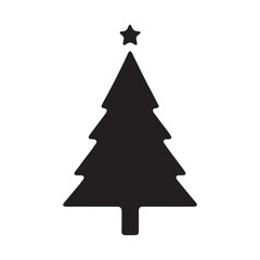 Obraz premium Black silhouette of Christmas tree. Christmas tree vector illustration.