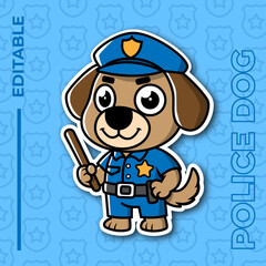 Cartoon of Police Dog Vector Illustration in Tactical Vest, Editable K-9 Design for Logos, Badges & Law Enforcement Projects
